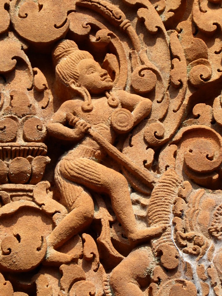 A small details of the amazingly preserved carvings of Banteay Srei Temple